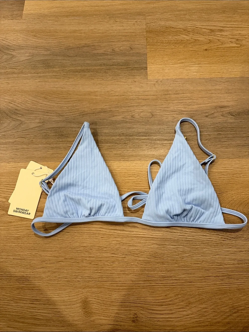 Monday Swimwear Light Blue Ribbed Triangle Bikini Top